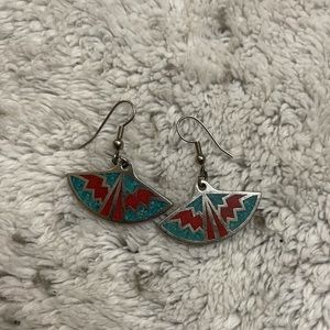 Sterling & Turquoise Aztec Print Earrings